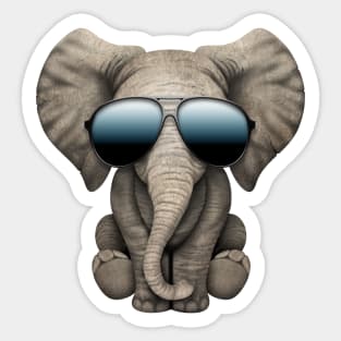 Cute Baby Elephant Wearing Sunglasses Sticker
